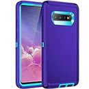 RegSun for Galaxy S10 Plus Case,Shockproof 3-Layer Full Body Protection [Without Screen Protector] Rugged Heavy Duty High Impact Hard Cover Case for Samsung Galaxy S10 Plus,Purple/Turquoise