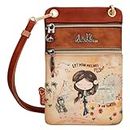 Anekke | Peace & Love Women's Mini Bag | 60s Inspired Phone Shoulder Bag | 15 x 20 x 2 cm | Camel, Brown, 15 x 20 x 2 cm