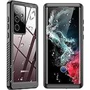 SPIDERCASE Designed for Samsung Galaxy S22 Ultra Case, Waterproof Built-in Screen Protector Full Protection Heavy Duty Shockproof Anti-Scratched Rugged Case for Galaxy S22 Ultra 5G 6.8'' 2022, Black