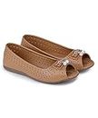 Shoetokia Women Stylish Synthetic Leather Flat Bellies for Women's & Girl's Party and Casual Wear Tan Color Size-38
