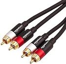 Amazon Basics - Cable de audio RCA (2 machos a 2 machos), 2.4 metros, Negro, Oro, Rojo, Blanco