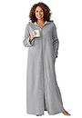 Dreams & Co. Women's Plus Size Long Hooded Fleece Sweatshirt Robe - L, Heather Grey Gray