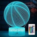 FlyonSea Basketball Night Light, Basketball Gifts 3D Illusion Effect Lamp 16 Colors, Basketball Lamp Suitable for Basketball Fans Basketball Room Decor for Boys Girls Bedroom (Basketball)