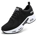 Running Shoes for Women Black Trainers Ladies Arch Support Memory Foam Plantar Fasciitis Orthopedic Shoes Air Cushion Lace Up Gym Sneakers Black White UK 6