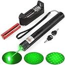 Linist Green Laser Pointer Long Range High Power Rechargeable Pointer with Star Cap Adjustable Focus