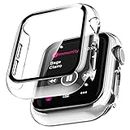 LϟK 2 Pièces Coque + Protection Écran pour Apple Watch 40mm Series 6 5 4 Se - HD Clear Case de Protection en Verre Trempé Intégré pour iWatch Series 6 5 4 Se 40mm -Transparent