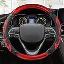 Durable accessories Carbon Fiber Leather Car Steering Wheel Cover For Jeep For Patriot 2006-2017 Car Interior Accessories (Color : Rosso)