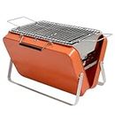 BBQ Grill Outdoor Charcoal Grill with Stainless Steel Barbecue Net, Folding Portable Lightweight Barbecue Grill Tools for Outdoor Barbecues Camping Traveling Picnics Garden Beach Party (Orange)