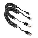 USB C Coiled Fast Charging Cable for Car, 2Pack 3FT USB A to Type C Android Auto Retractable Phone Charger Cord for Samsung Galaxy S23 S22 S21 A12 A13 A14 A34 A53 A54 5G, Google Pixel 8 7 7a 6 5 4XL