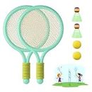 JurciCa Rraquetas Badminton Set Completo Raqueta Tenis niño 2pcs Raquetas Badminton Niños+2pcs Bádminton+2pcs Tenis Gift Set for Kids Outdoor Indoor Sport