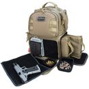 G.P.S Outdoors Tactical Range Backpack Tan 1000D Nylon 2 Handguns - GPS-T1610BPT