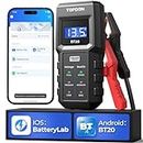 TOPDON Car Battery Tester BT20, 12V Battery Tester with Voltage Test, Load Test, Unlock Cranking and Charging Test in App, 100-2000CCA Battery Analyzer for Cars Trucks SUV ATV Boats Vehicle