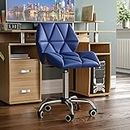 Vida Designs Geo Office Computer Chair, Blue, Gaming Secretary Adjustable Swivel Legs Lift Chrome PU Faux-Leather