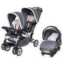 Baby Trend Sit N Stand Travel Double Baby Stroller & Car Seat Combo in Gray | 32 H x 32 W x 25 D in | Wayfair SS76C81A + CS79C81A