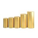 YOCOVER Cylinder Covers for Parties, Cylinder Pedestal Stand Covers Bronzing Cylinder Tables Cover Cilindros De Decoracion De Fiestas for Birthdays Weddings Decorations (Gold,Set of 5)