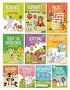 Brain Booster Activity Book Set (Set of 10 books) (Colourful Pages) - 3 Years to 5 Years Old - Learn and Practice ABC Capital and Small Letters, Mazes, Spot the Difference, Pencil Control, Dot to Dot, Mathematics - Fun Early Learning
