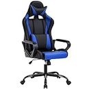 BestOffice Ergonomic Office Chair, High-Back White Gaming Chair with Lumbar Support PC Computer Chair Racing Chair PU Task Desk Chair Ergonomic Executive Swivel Rolling Chair for Back Pain People,Blue
