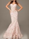 Jovani Evening pageant Formal prom trumpet mermaid gown 6 blush pink corset back