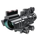 Paike Rifle Scope 4x32 with Red & Green &Blue Illuminated Reticle with Top Fiber Red Dot Sight
