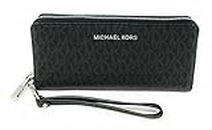 Michael Kors Unisex Jet Set Travel Continental PVC Signature Zip Wristlet Wallet (Black)