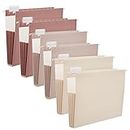 Y YOMA 6 Pack Extra Capacity Hanging File Folders Letter Size Accordion Decorative Reinforced File Folder Cute Colored Expandable Folder for Office Home with 1/5-Cut Adjustable Tabs, Mocha Color