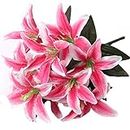 Artfen Artificial Lily 10 Heads Fake Lily Artificial Flower Wedding Party Decor Bouquet Home Hotel Office Garden Craft Art Decor Rose Red