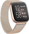 Reayou Metal Bands for Fitbit Versa 2 & Fitbit Versa & Fitbit Versa Lite Edition Band, Stainless Steel Loop Metal Mesh Replacement Sport Strap Bracelet Wristbands for Women Men (Small, Rose Gold)