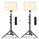 GiftMax® Photography LED Lighting Panel Light Remote Control for Live Stream Video Photo Lamp with Tripod (Panel Light 11 Inch + 6 Feet Stand (Pack of 2))