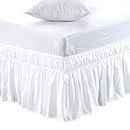 Bed Skirt Microfiber 500 Thread Count Single Size Wrap Around Bed Skirt(72" x 36") with Adjustable Three Fabric Sides Elastic Belts, Easy Fit Bed Skirt - 14" Height White Color