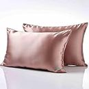 Coolbeds Satin Silk Pillow Covers for Hair and Skin |Satin Pillow Covers for Hair and Skin 2Pack |Silk scrunchies for Women 3Pack|Silk Pillow Case (Rose Taupe), 400 TC