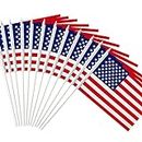 Bandiera USA Stick, ANLEY American US 5x8 pollici (12 X 20 cm) Mini bandiera portatile con asta solida bianca da 12 "(30 cm) - Colore vivido e resistente allo sbiadimento - Stati Uniti Bandierine