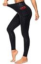 Dragon Fit High Waisted Leggings for Women Tummy Control Workout Running Yoga Pants with Pockets (Large, Black Leopard)