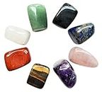 Piedras de chakra de cristal curativo natural para terapia de cristal, curación de chakras, meditación, piedras de preocupación, relajación, decoración. (8 piezas de piedras de chakras)