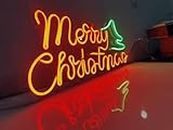Shaivya Merry Christmas Neon Sign, Decorative LED Lights, Lights for Christmas Decoration, Party Celebration Lights, Bright Colour Size 8X16 Inches, Christmas Neon Sign (Christmas Neon Light02)