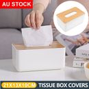 Tissue Box Dispenser Paper Storage Holder Napkin Case Organizer Wooden Cover