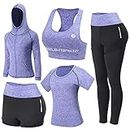 Women's 5pcs Yoga Suit Ladies Workout Outfit Sportsuits Running Jogging Gym Sweatsuit Women's Activewear Sets Sport Yoga Fitness Clothing