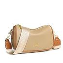 FURN ASPIRE Genuine Leather Fashion Solid Color Shoulder Handbags for female Travel small Cross Body Bag Weave Bags for Women (Cream)