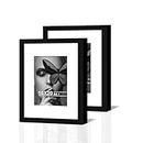 Art Street Synthetic Document Large Size Wall Photo Frame, Set Of 2 Big Frames For Wall Artwork, Certificates, Picture & Photographs Home Decor (16x20 Inch, Matted To: 8x12-A4 Inch, Black)