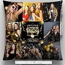 GiftsOnn Photo Personalized Photos Pillow with Happy Birthday with Name for Birthday - Cushion Cover with Filler, Black Color, Set of 1, Satin, 12x12 Inches (Birthday, Design 16)