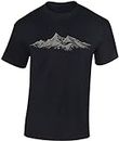 Wander Tshirt Herren : Alpengipfel - Kletter T-Shirt Männer - Geschenk für Wanderfreunde - Bergsteiger Ausrüstung (Schwarz L)