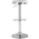 COSTWAY Bar Stool, Modern Swivel Adjustable Height Barstool with Footrest, Stainless Steel Round Top Bar Height Barstools for Pub Bistro Kitchen Dining