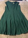 TAYLOR Womens  Green Black  Sleeveless Tea-Length Fit + Flare Dress Plus 18W