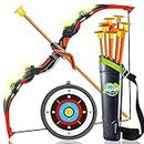 OKKIDY Bow and Arrow for Kids Toys, Archery Set Toy Includes Bow Toy, 10 Suction Cups Arrows Toy, Quiver Toy, Play Indoor and Outdoor for Age 3 4 5 6 7 8-12 Years Old Boys Girls