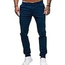 Jeans décontractés Slim pour Homme Pantalon en Jean Taille Moyenne élastique Jeans Skinny colorés Confortables en Jean (Bleu Foncé,L)
