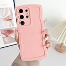 UEEBAI Wave Frame Case for Samsung Galaxy S21 Ultra 5G Phone Case,Cute Wave Frame Slim Fit Shockproof Phone Bumper Cover Soft Pretty Curly Wavy Case Anti-Scratch TPU Case for Girl and Women - Pink