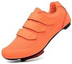 Mens Womens Indoor Cycling Shoes Compatible with Peloton Bike Shoes Cycling Shoes with Delta Cleats Clip Outdoor Pedal SPD Road Bike Shoes, Orange, 11 Women/9 Men