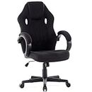 SENSE7 Gaming Stuhl Prism, ergonomischer Gaming Sessel, Gaming Chair mit Wippfunktion, Gepolsterte Armlehnen, Stoff Bürostuhl bis 120kg, PC Stuhl Schwarz
