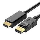 DP to HDMI Cable, Uni-Directional DisplayPort to HDMI (Male to Male) Cable Compatible with Lenovo, HP, ASUS, Dell and Other Brand 1.8m (DP0101)