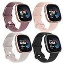 Tobfit Silicone Bands Compatible with Fitbit Versa 4 Bands / Fitbit Versa 3 Bands / Sense 2 Bands / Fitbit Sense Watch Bands for Women Men, Soft Sport Wristbands Replacement Straps (4 Pack) Small,