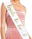 Bachelorette Bride to Be Sash - with Gold Safety Pin Gift - Adjustable White Ribbon with Gold Lettering for Hens Night Out, White, Large